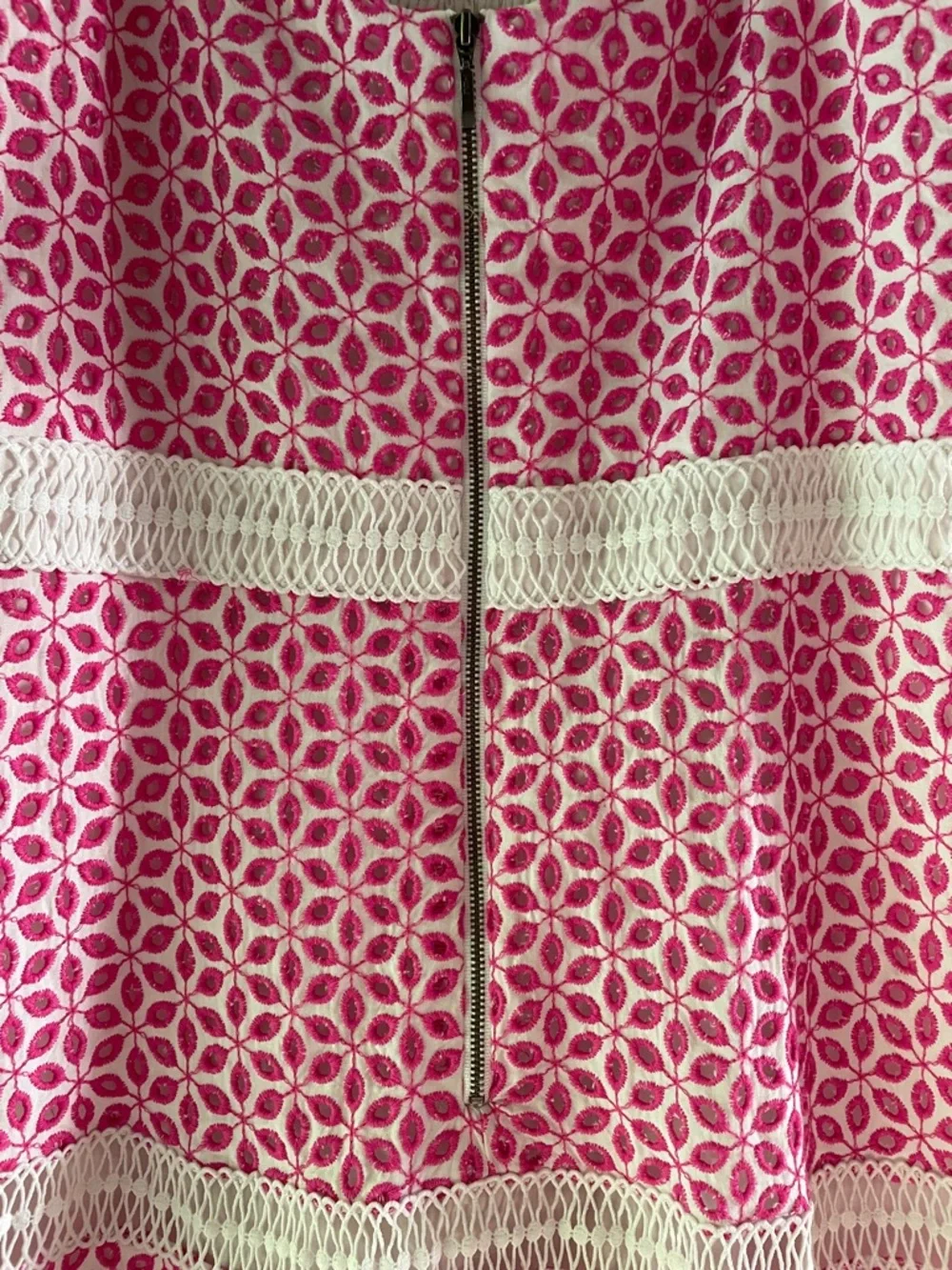 Bardot Camille Pink & White eyelet Twist-Front Mini Dress